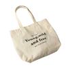 Bolsas de Lona con Letras Simples en Stock al por Mayor Bolsas de Lona de Gran Capacidad de un Solo Hombro para Mujer Bolsas de Algodón Versátiles Logo Personalizado