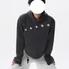 Moletom com capuz e estampa de estrelas e listras estilo americano, unissex, nova coleção de início de outono, design retrô e único, corte curto e folgado
