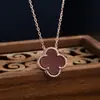 Collar Coreano de Trébol de Cuatro Hojas de la Suerte Colgante de Plata S925 Incrustado Cadena Versátil para la Clavícula Joyería Simple para Mujer