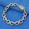 Pulsera de Plata de Ley S925 con Moissanita y Cadena Infinita Transfronteriza Europea y Americana, Joyería Hip-Hop, Pulsera de Moda para Hombre, Personalizable