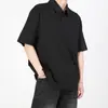 Camisa Polo Negra de Verano con Cuello Discreto Elegante, Camiseta de Manga Corta para Hombre, Estilo Maduro con un Toque de Lujo, Top Pesado de Manga Media para Hombre
