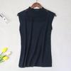Camisola de Mujer Verano Ropa Exterior Chaleco Cuello Alto Medio Seda de Hielo Lino Alta Elasticidad Tejido de Punto Camisa Base con Top sin Mangas Trbottomy
