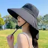 Sombrero de Sol Integral para Mujer Verano Anti-ultravioleta Cubre Rostro Sombrero de Pescador Máscara Protección Cuello Sombrero Protector Solar Integrado para Exteriores