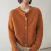 Cardigã Grosso Modelador 100% Lã Outono e Inverno Novo Suéter Solto de Manga Comprida Feminino Top Casaco de Caxemira Feminino Gola Redonda