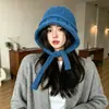 Gorro de punto para mujer, otoño e invierno, cálido, estilo coreano, hace que la cara se vea más pequeña, gorro de lana, adecuado para circunferencia de cabeza grande, versátil, protección para los oídos, gorro para clima frío