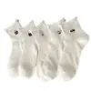 Meias transparentes de bolinhas com babados estilo japonês para cachorros pequenos, meias transparentes de bolinhas brancas para mulheres, meias de algodão fofas e estilosas com desenho animado