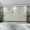 Nuevo estilo chino flor y pájaro pared de fondo de TV papel tapiz mural 3d elegante dormitorio sala de estar lujo ligero concepto artístico película y televisión Pared Pegatina de pared