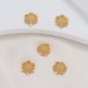 Soporte para cuentas de copo de nieve grande con incrustaciones de circonita en oro de 14 quilates, material para capuchones de cuentas de pulsera y collar hechos a mano para bricolaje, soporte de plata