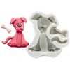 Molde de silicone de animal filhote decoração de bolo de chocolate molde de açúcar flip argila DIY molde de cozimento
