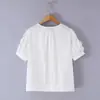 Estilo Europeo y Americano Verano Ropa de Mujer Blanca Algodón Encaje Patchwork Camisa de Manga Corta, Color de la Foto, Fábrica de Origen