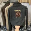 Camada Interna Listrada da Moda para Meninas com Camisa Térmica de Base, Nova Camiseta Versátil de Manga Longa Quente para Outono e Inverno