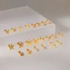 Aretes de Flor de Diamantes de Imitación de Cristal con Post de Bola para Piercing Acero Inoxidable con Galvanoplastia al Vacío en Oro de 18K Aretes de Clavo para Oreja Sensación de Alta Gama