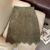 Ruoxin 2026 Otoño Industria Pesada Encaje Flocado Falda Midi de Gama Alta Elegante Adelgazante de Cintura Alta Bodycon para Mujer