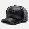 Nuevo Estilo de Invierno para Hombres de Mediana Edad y Ancianos, Cálido, Forro de Polar, Engrosado, Gorra Plana de Cuero para Hombre Mayor Abuelo, Protección contra el Frío, Protección para los Oídos, Gorra Plana