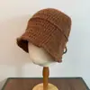 Chapéu de Crochê com Babados e Aba Larga para Cobrir o Rosto, Faz o Rosto Parecer Menor, Versátil para Outono e Inverno, Chapéu de Lã Vintage para Mulheres