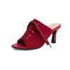 Moda Primavera/Verano 2026 Dropshipping Zapatillas de Exterior para Mujer de Tacón Alto Talla Grande con Lazo Delantero