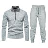 Suéter masculino de inverno com zíper e design de carcela, cor sólida, gola alta, camisa de base, jaqueta masculina da mesma cor, terno