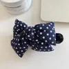 Diadema de Punto Azul y Blanco de Alta Gama Coreana para Mujer 2025 Nueva Cuerda para el Cabello de Bola Linda Accesorios Versátiles para el Cabello