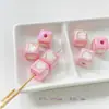 Cor acrílica banhada a óleo gota quadrada quatro lados amor três-dimensional contas diy feito à mão colar pulseira de contas material acessórios