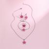 Conjunto de 4 piezas de joyería de moda europea y americana con diseño creativo de nicho y flor de gota de aceite rosa