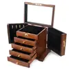 Caja de Joyería de Madera Maciza, Regalo de Boda, Caja de Almacenamiento de Joyería para Collares, Caja de Joyería de Madera de Gran Capacidad