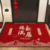Novo tapete de boas-vindas festivo chinês para porta de entrada tapete de chão para porta de entrada tapete externo vermelho tapete com caractere de bênção para inauguração de casa
