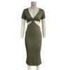 Vestido de mujer europeo y americano rumano sexy a medida, largo, de punto elástico, con falda a la cadera, nuevo SU2424
