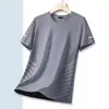 2025 Verão Masculino Malha Fina Secagem Rápida Esportivo Manga Curta Novo Casual Fitness Top Casual t Micro-Elástico
