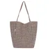 Bolso de Lona a Cuadros de Gran Capacidad Moda Coreana para Mujer 2026 Nuevo Estilo Estilo Artístico Clase Viaje Bolso de Hombro Tote