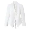 Ins transfronterizo europeo y americano 2026 nueva moda elegante ropa de mujer al por mayor fruncido en el pecho sin botones manga larga blazer