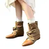 Botas de tornozelo pontudas com laço retrô para mulheres, nova coleção de outono 2026, design patchwork, sola plana, efeito emagrecedor, botas de cano curto estilo western