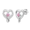 Pendientes de Plata S925 con Forma de Corazón de las Doce Piedras de Nacimiento para Mujer, Joyería de Lujo Ligero Simple Personalizada, Venta al por Mayor
