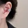 Presilhas de Orelha Redondas de Zircônia de Camada Dupla Sem Furo, Style Coreano Simples e de Alto Padrão Ear Cuffs, Brincos de Temperamento de Luxo Leve de Nicho para Mulheres
