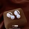 Brincos Geométricos Quadrados e Redondos com Pérolas em Gota de Óleo, Brincos Versáteis Simples e Modernos com um Toque de Luxo Leve e de Alta Qualidade, Acessórios de Orelha de Nicho
