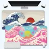 Alfombrilla de ratón con diseño de ola Ukiyo-e estilo japonés, tamaño grande, adecuada para escritorios de computadora, con el Monte Fuji, pad de teclado retro, para uso en oficina y juegos