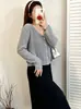Chaqueta casual fina versátil talla extra 2026 otoño cárdigan de punto holgado para mujer top corto