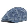 Boina de mezclilla con borde crudo y desgastado para mujer, sombrero de pintor de moda con estrella de cinco puntas, sombrero británico con visera para exteriores