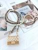 Mini Bolso Metálico Hueco con Patrón de Diamantes para Audífonos Cadena Bolso de Cintura Colgante para el Cuello Decoración Esencial de Moda para Mujer Bolso Yangshulin