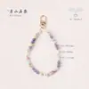 Corrente para celular de calcedônia azul-marinho em tom roxo vibrante com contas de concha e pedra Shoushan, pulseira de pulso e corrente de pescoço estilo chinês com contas DIY