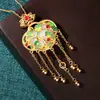 Colar Artesanal Estilo Chinês Esmaltado Banhado a Ouro para Mulheres Pingente de Jade Sintético Acessórios Qipao Hanfu Corrente de Clavícula Leve de Luxo de Alta Qualidade