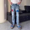 Jeans rasgados estilo americano para hombre, pantalones casuales holgados desgastados, pantalones largos casuales ajustados rectos de alta gama con stretch, modernos