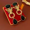 Aretes de Aguja de Plata Vintage Medievales, Aretes Colgantes de Gota de Agua con Cabeza de Tigre de Diamante, Aretes Versátiles de Alta Gama Personalizados
