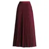 Saia plissada elegante e brilhante para mulheres, novo estilo outono e inverno 2026, saia longa de cintura alta que emagrece com caimento estiloso e barra completa, moderna
