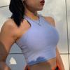 Top curto sem mangas fitness com umbigo, top feminino de verão, sem costas, em formato de I, colete esportivo, camisola
