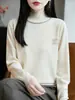 Nuevo suéter de punto con cuello medio alto, jersey de otoño e invierno, camiseta básica de manga larga, top para mujer