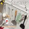 Suporte de Ganchos para Cozinha, Barra de Pendurar sem Furos, Suporte de Armazenamento para Cozinha, Porta Espátula e Colher, Barra de Ganchos de Aço Inoxidável, Armazenamento Montado na Parede
