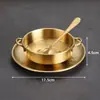 Creativo Bol de Acero Inoxidable para Postre con Doble Asa, Bol Dorado para Agua Azucarada, Bol para Hielo Raspado, Moderno Bol para Vino de Arroz