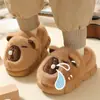 Pantuflas de Algodón para Niños Capibala Invierno Interior Hogar Cálidas Pantuflas de Maomao Niños Medianos y Grandes Pantuflas de Algodón para Padres e Hijos