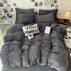 Conjunto de quatro peças de veludo coral de cor sólida, espessado, de inverno, com dupla face, capa de edredom, lençol, capa de cama, dormitório individual, conjunto de três peças