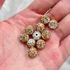 Bola de diamante incrustada con cuentas de cristal de pedrería, cuentas con agujero, cuentas espaciadoras, hechas a mano, material para colgante de pulsera de mano, accesorios de joyería DIY al por mayor